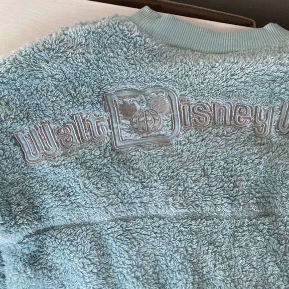 Disney Parks WDW Aqua Teal Turquoise Fluffy Sherpa Spirit Jersey Kids Sz Large - Picture 7 of 14